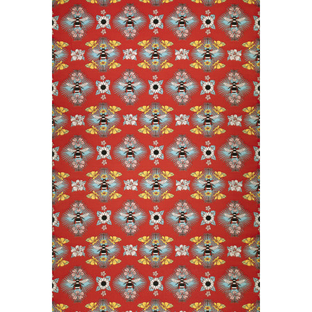 Tropical Bee Red Fabric 