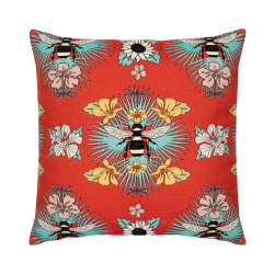 Tropical Bee Red 22"x22" 